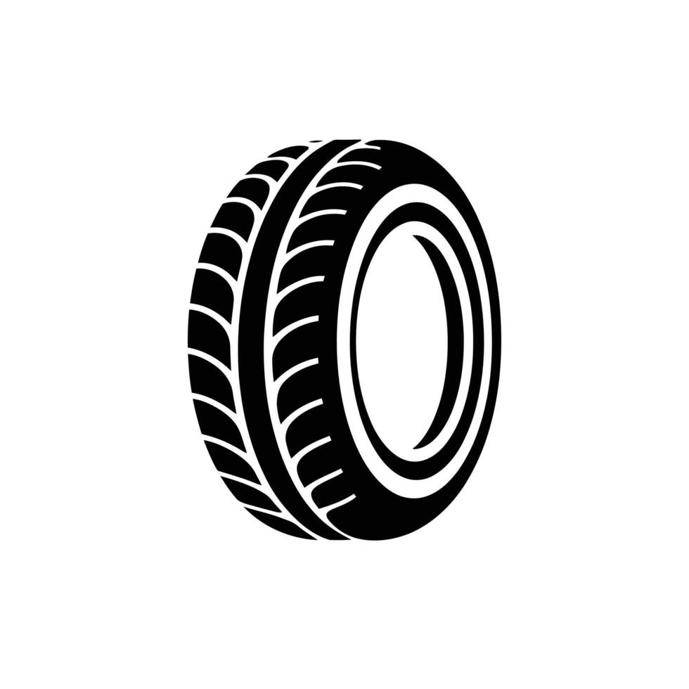 Black Car Tire Logo with Detailed Tread Pattern Automotive Wheel Symbol vector
