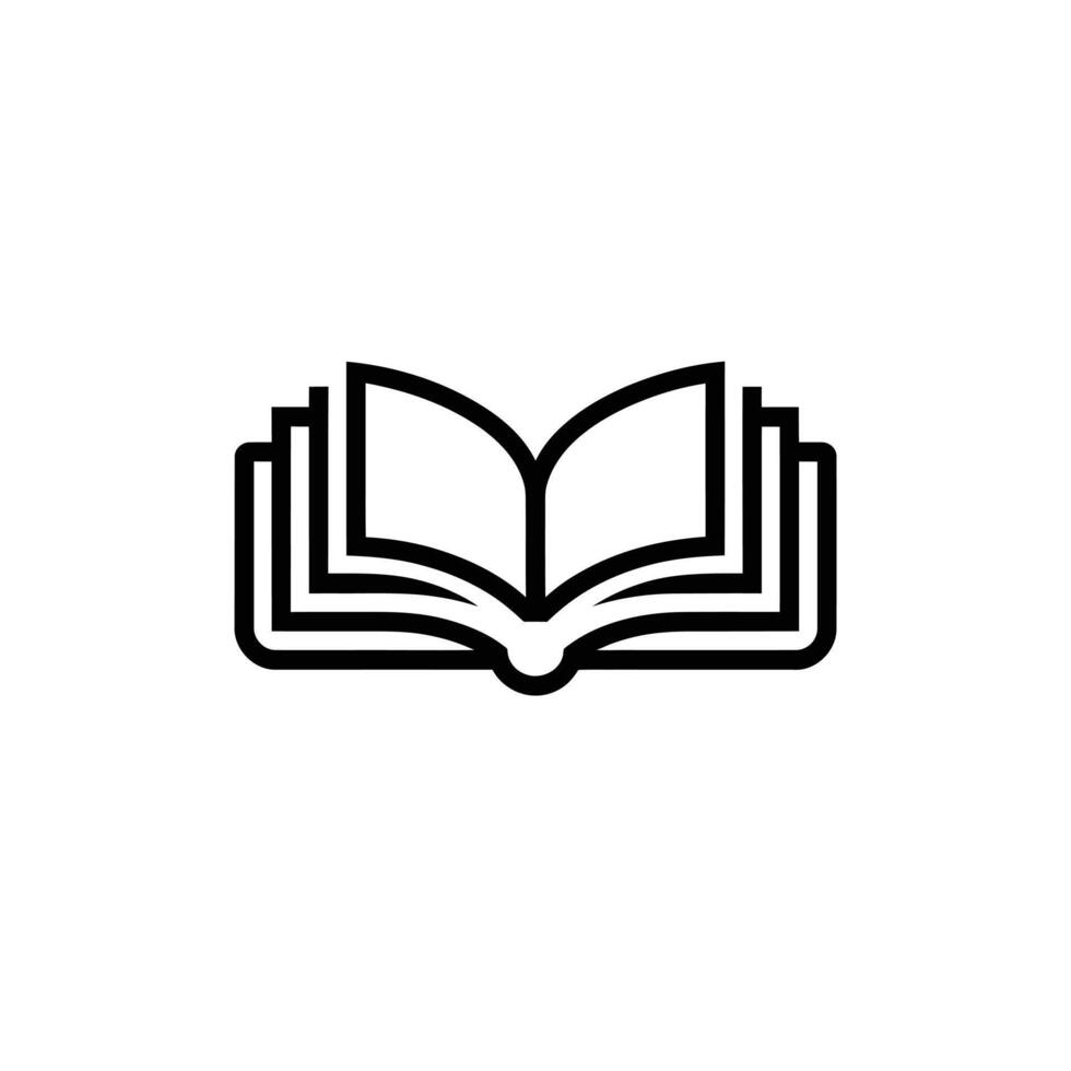 Open Book Icon Illustration - Black and White Simple Design vector