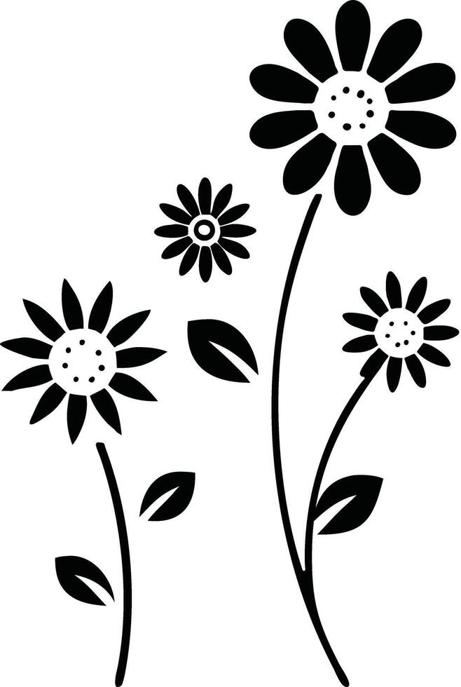 Black and white of stylized daisy flower design. vector