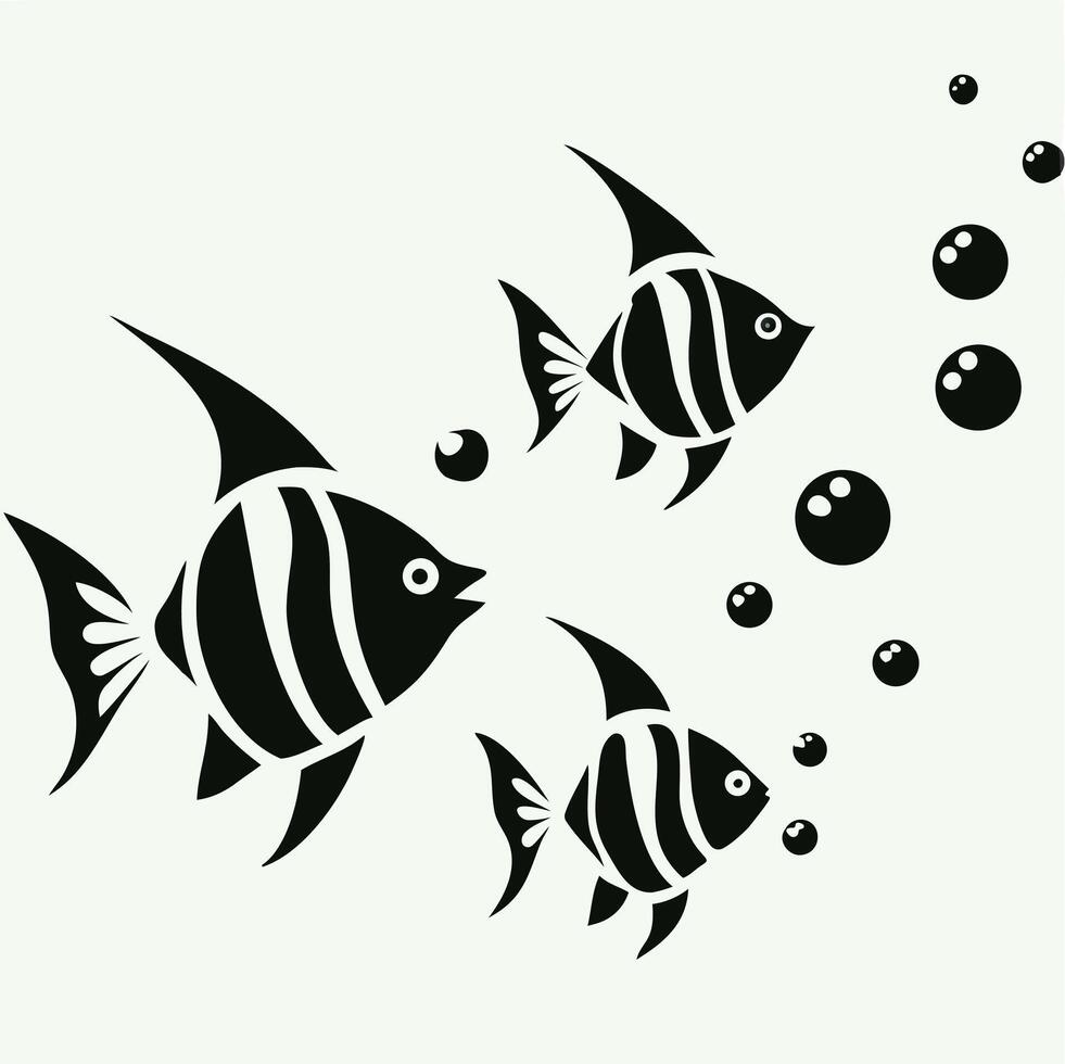 Black and white angelfish with minimalist style. vector