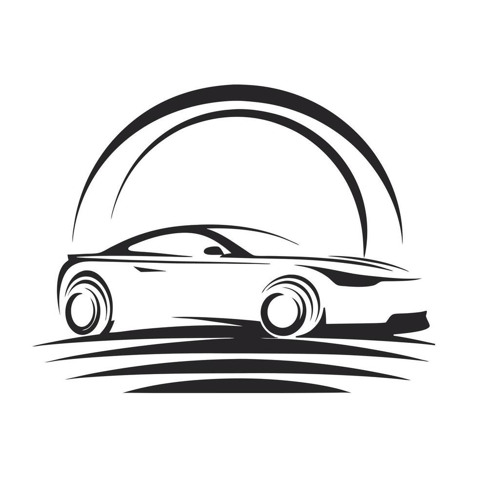 Minimalist car logo design featuring a sleek blue gradient. vector