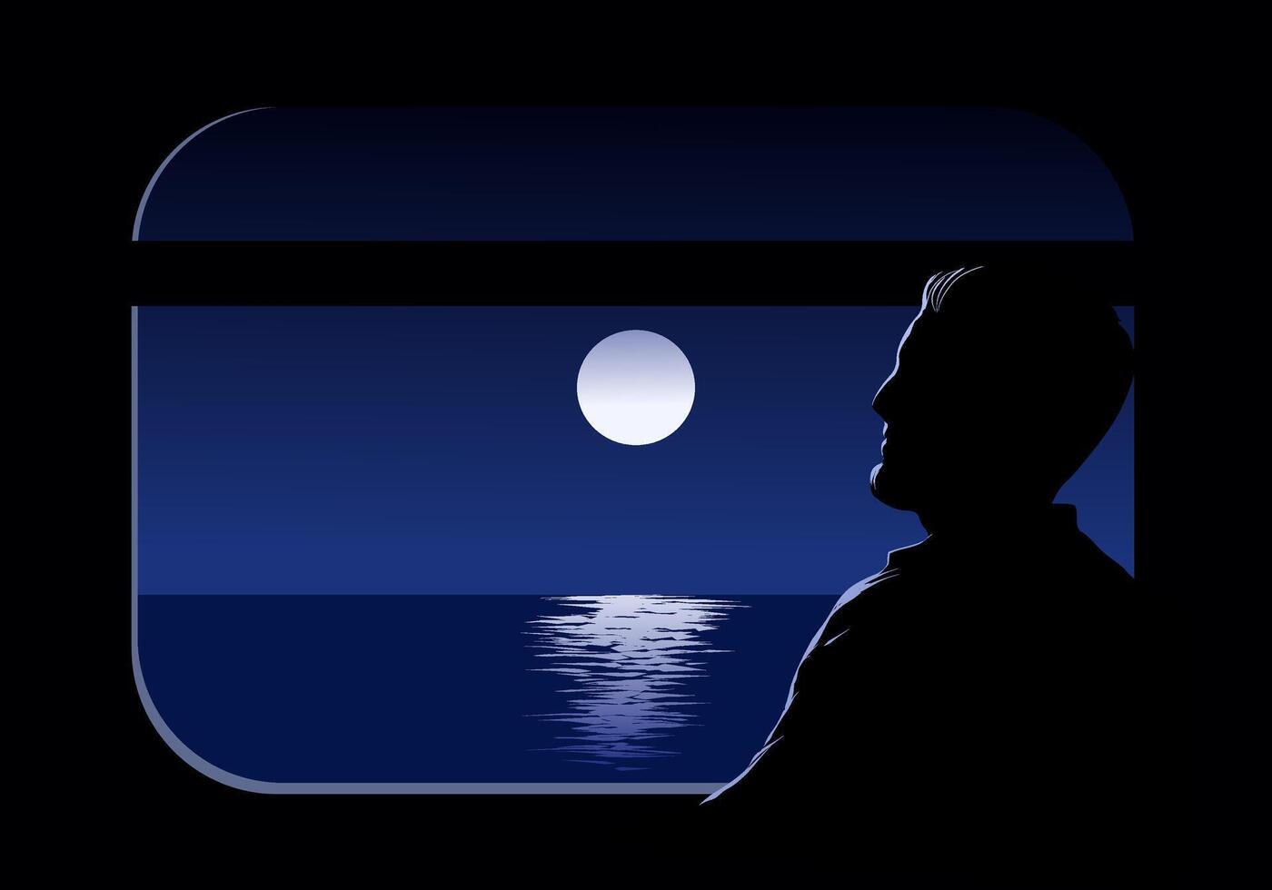 Watching moonlight through the window vector