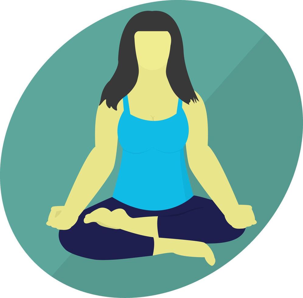 Flat Design Illustration of Woman Practicing Yoga in Lotus Pose Meditation and Wellness Concept vector
