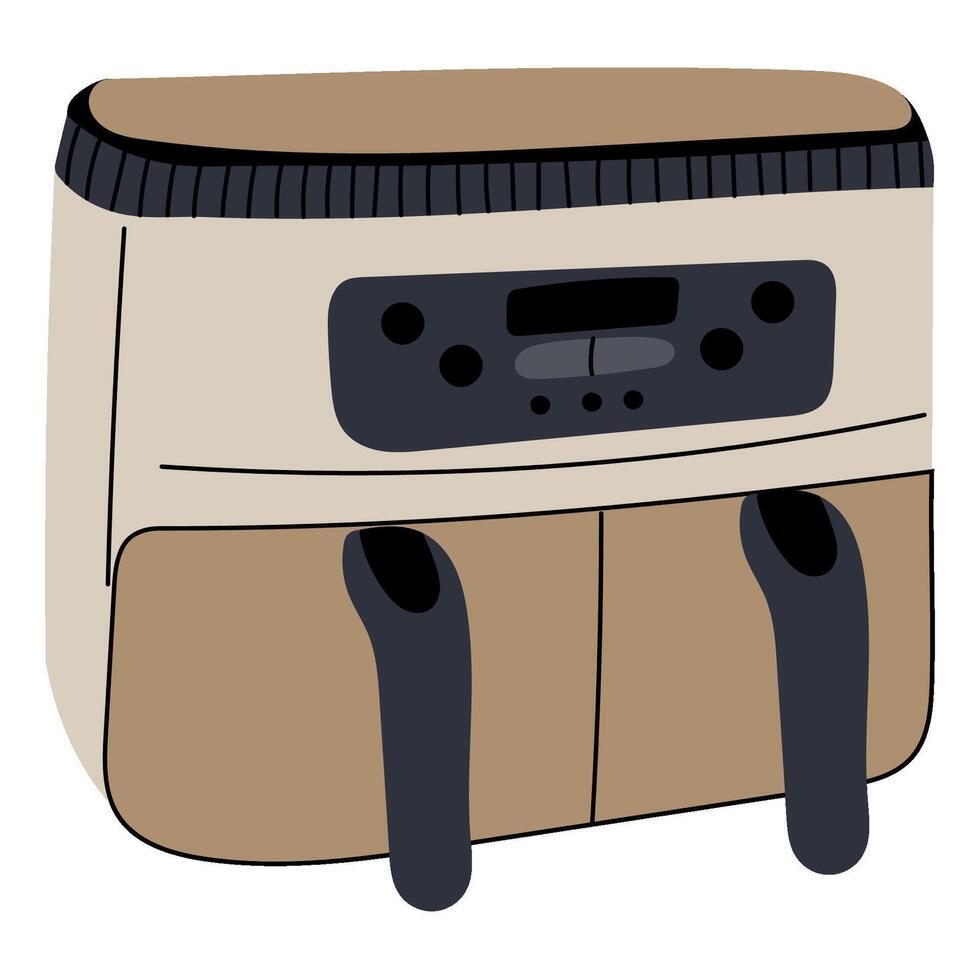Modern air fryer kitchen appliance Ideal for healthy cooking, kitchen gadgets, and appliance design projects. vector