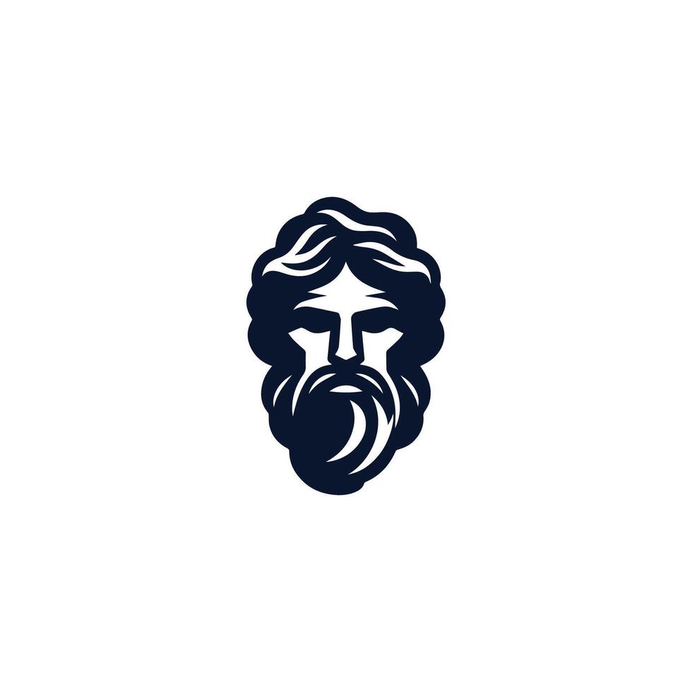 the head of a man with a beard and long hair vector