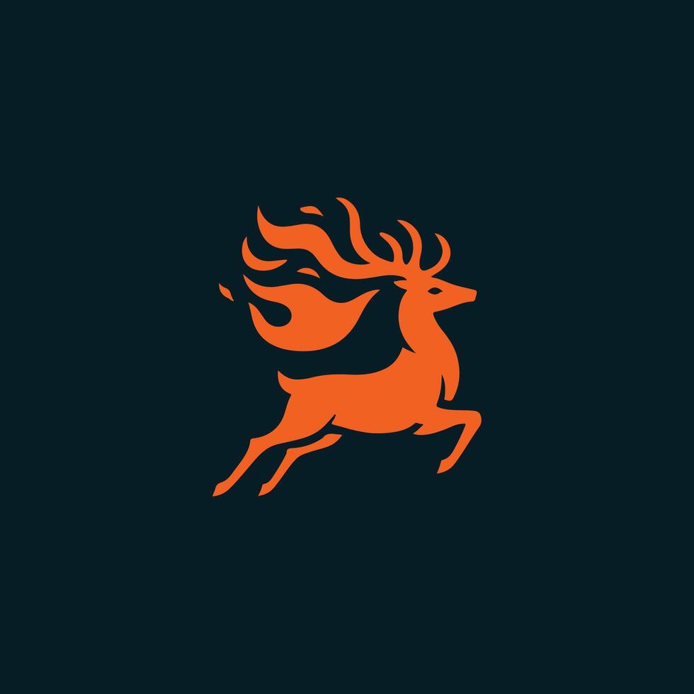 a deer with a long tail running on a dark background vector