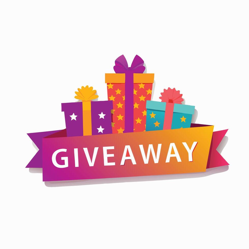 Exciting Giveaway Promotion Announcement with Colorful Gift Boxes and Confetti vector