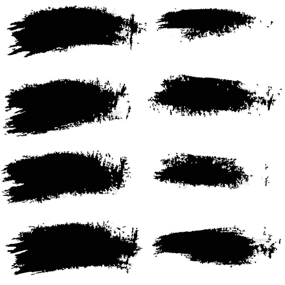 Collection of Six Black Ink Brush Strokes on White Background Abstract Art Graphic Design Elements vector