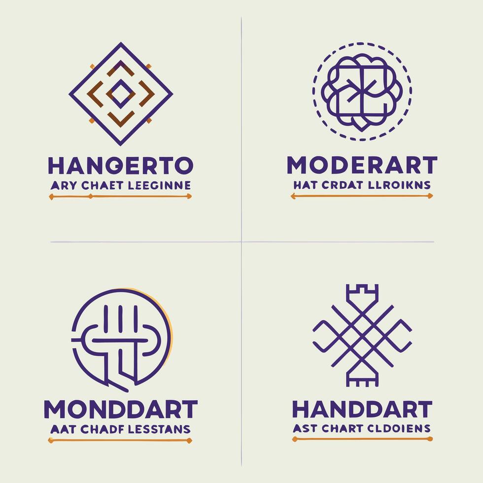 Collection of Four Modern Abstract Geometric Logos with Names and Taglines vector