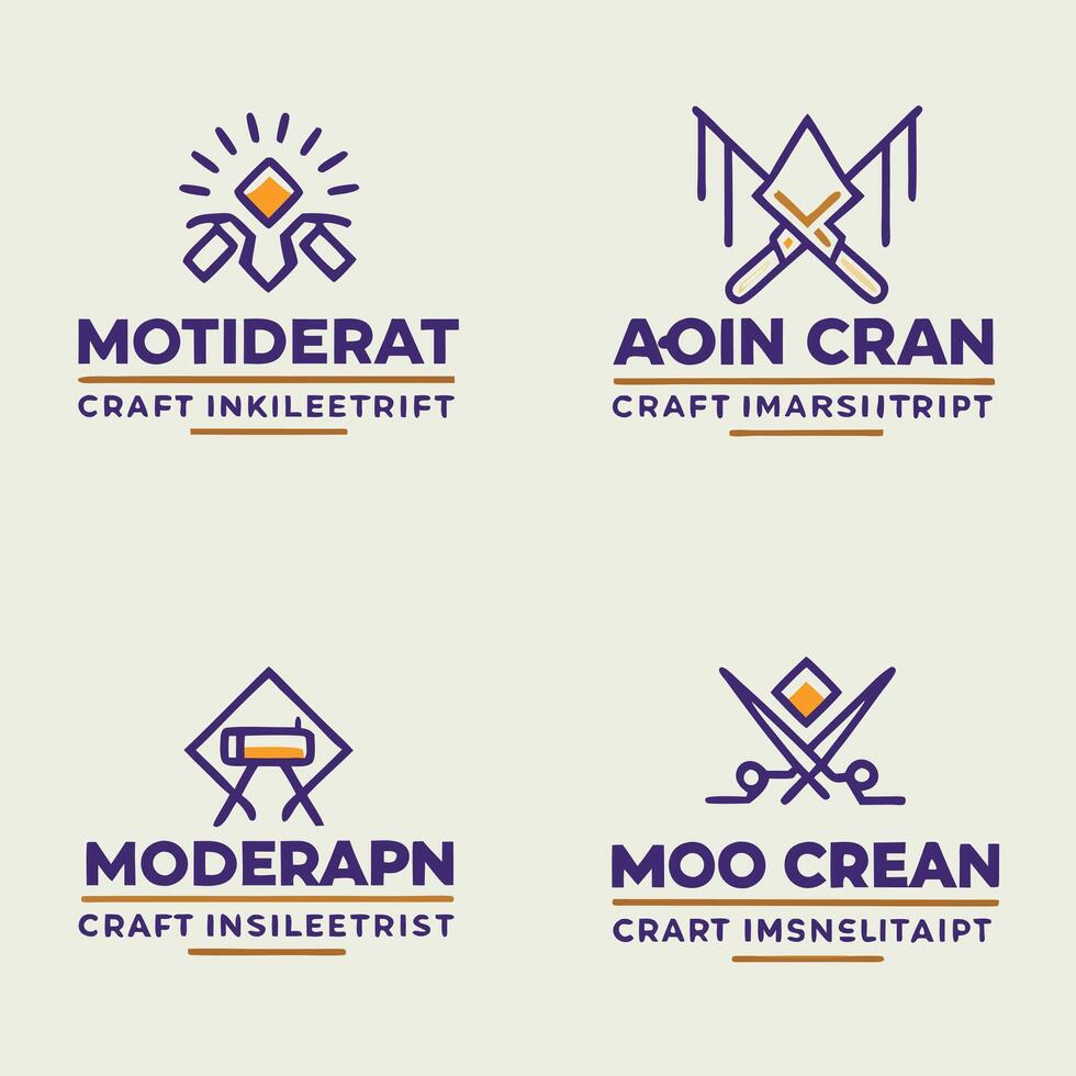 Collection of Four Craft Logos with Unique Line Art Designs and Names vector