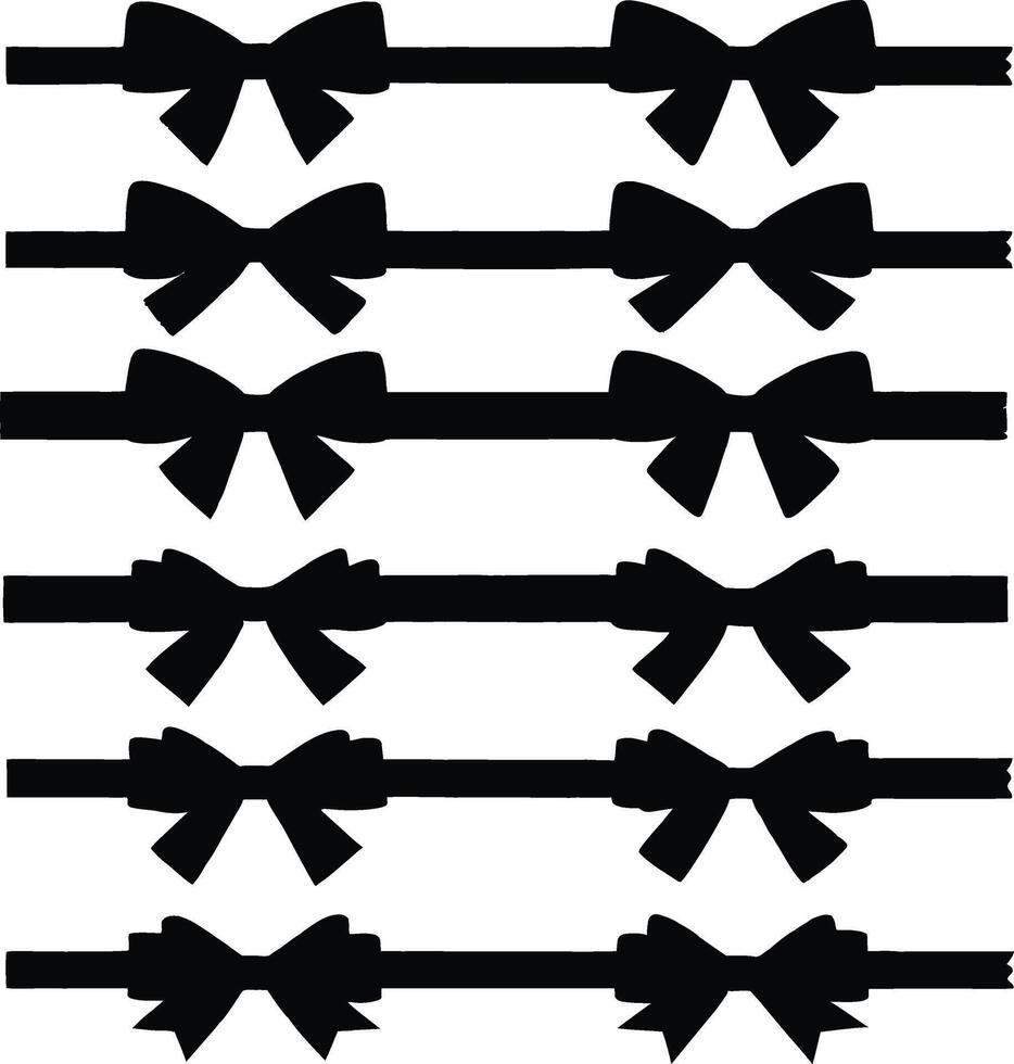 Collection of Ten Black Silhouettes of Bows Tied on Ribbons vector