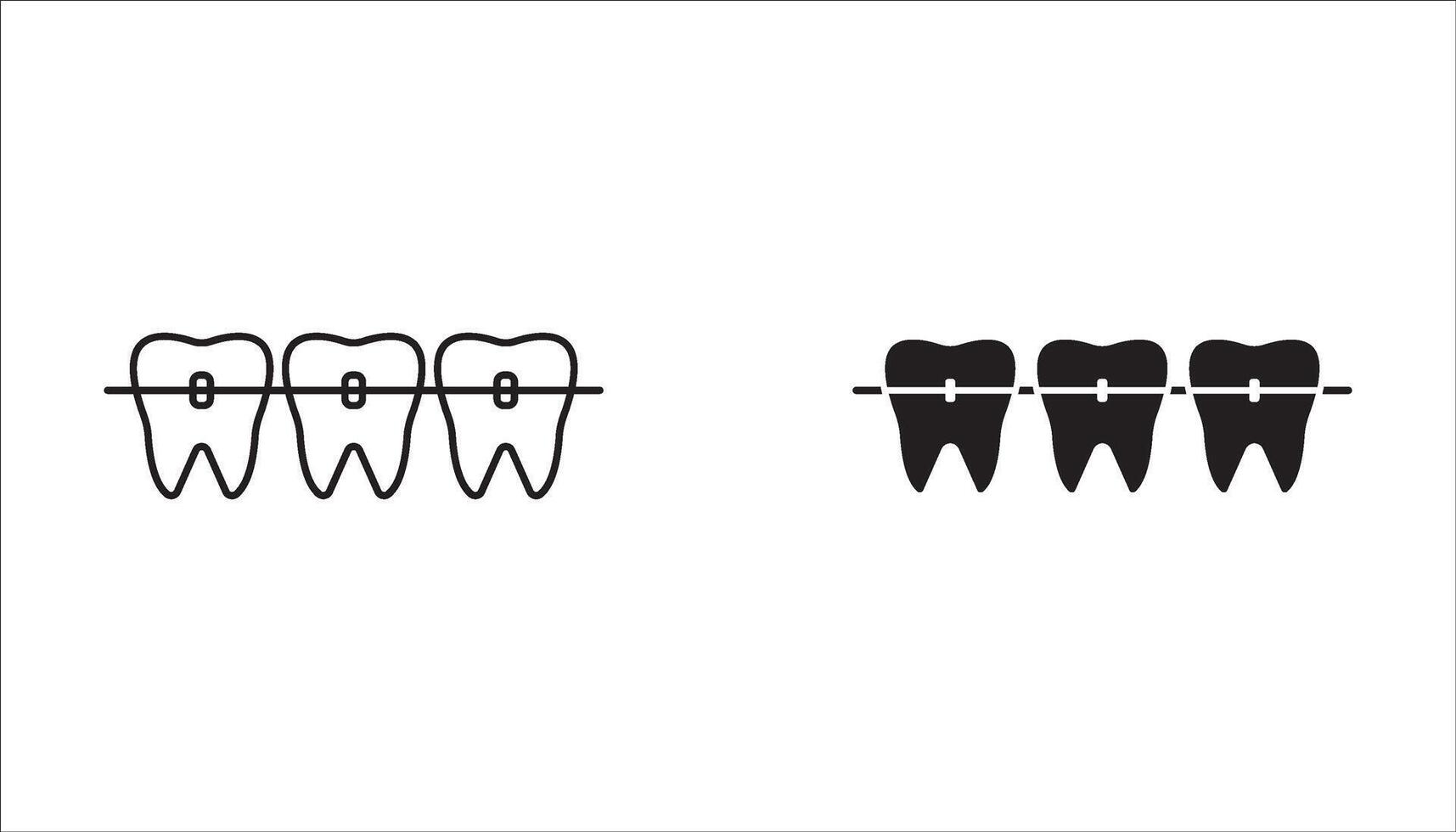 Braces icon that straightens teeth orthodontically for a beautiful smile. For your website, logo, app, UI design. illustration, isolated on white background. vector