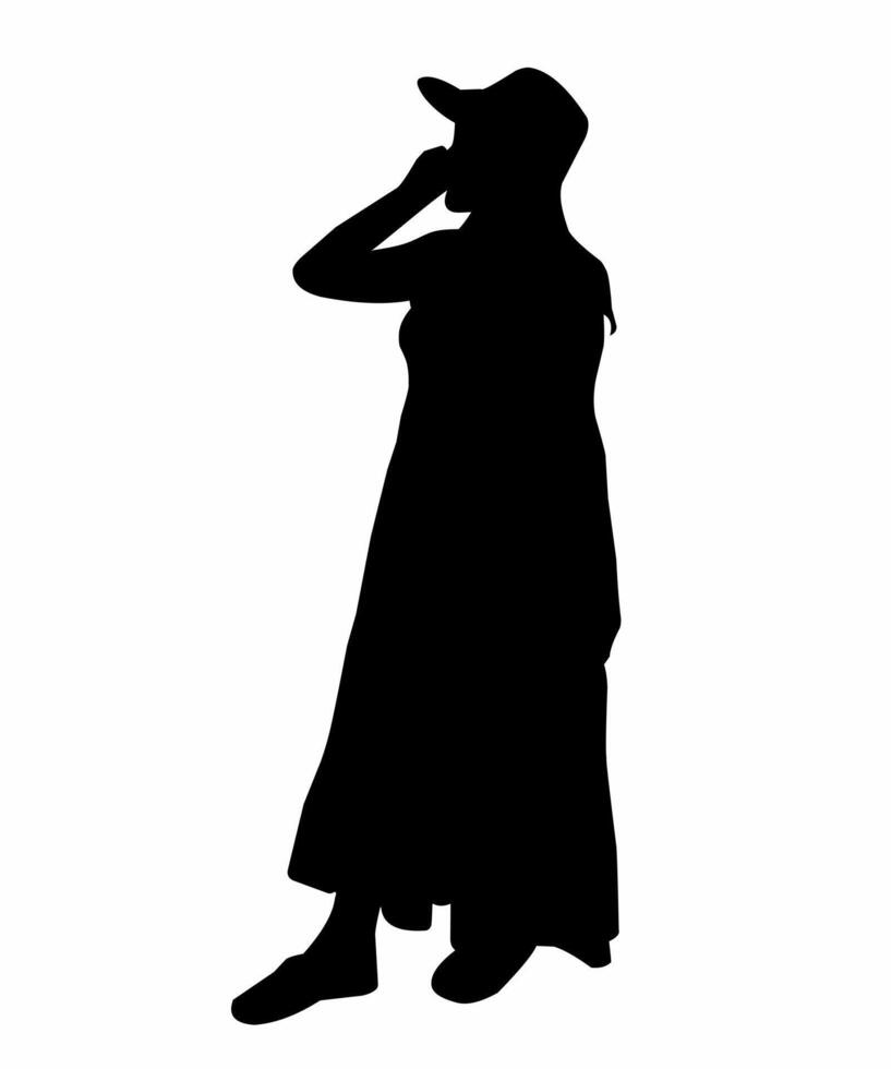 Silhouette of Elegant Female Character in Summer Outfit vector