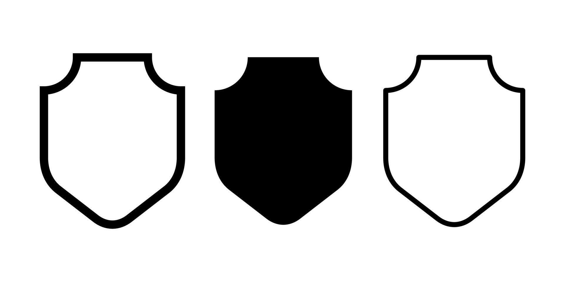 Black line shield symbol icon vector