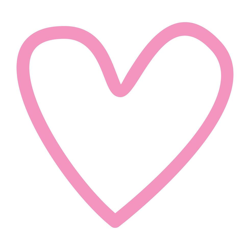 pink heart line hand drawing vector
