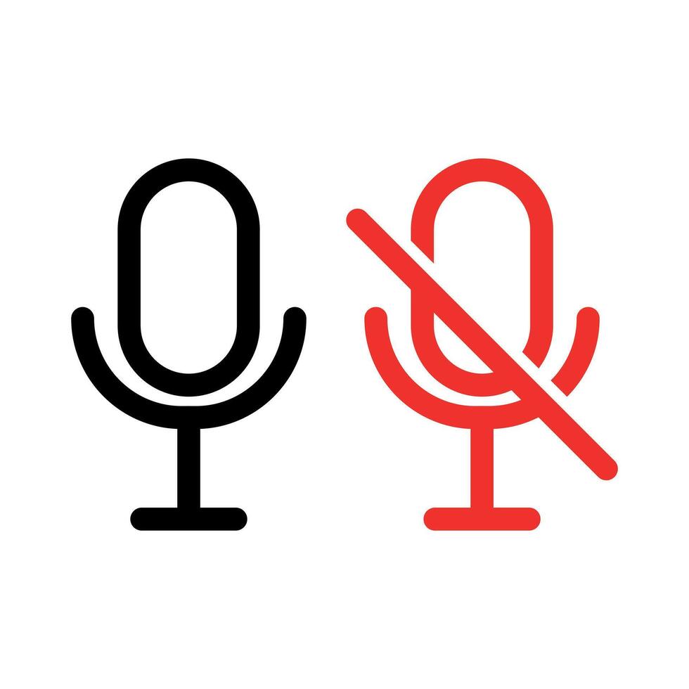 Microphone icon on and off vector