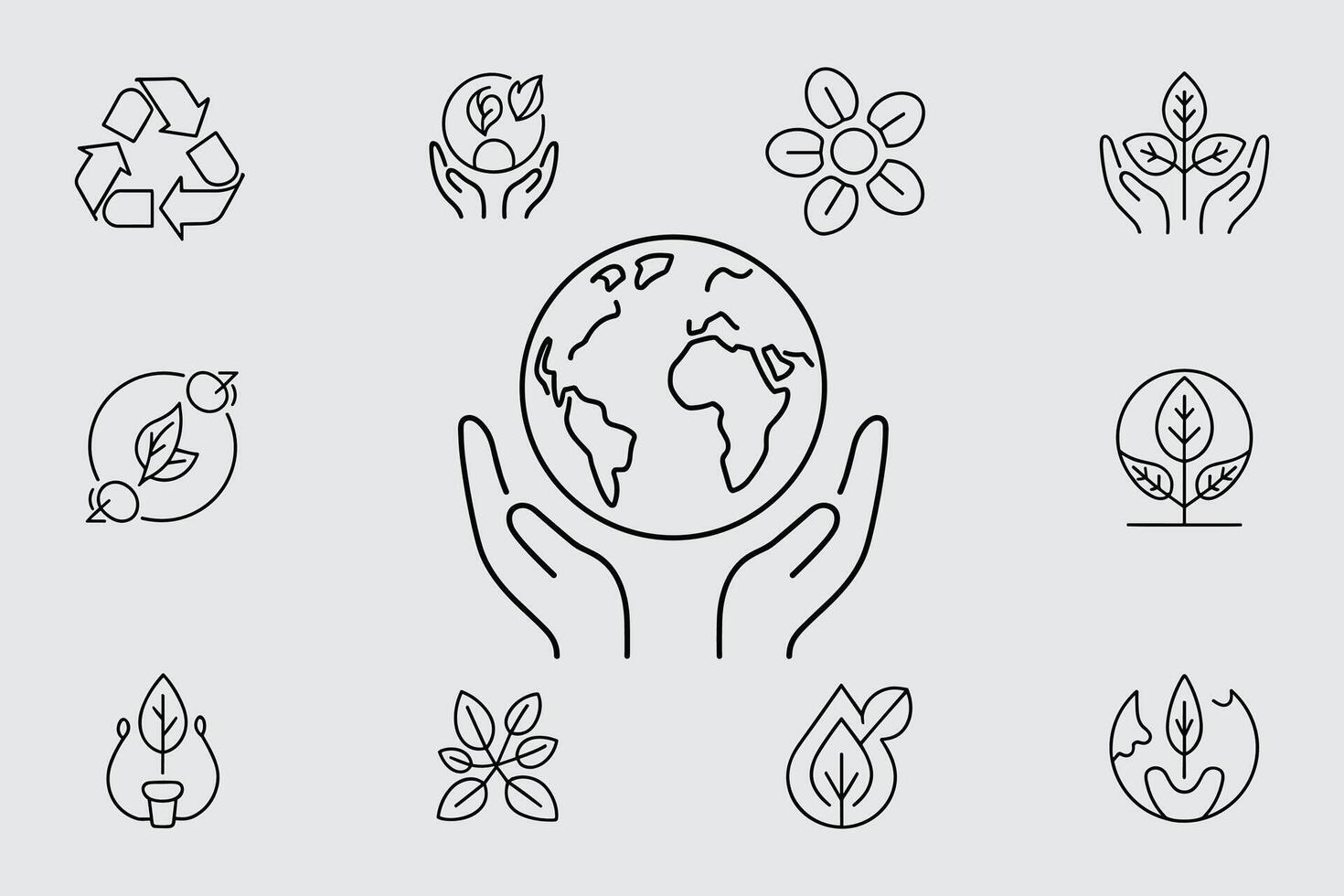 Sustainable Living Icons Showcasing Environmentally Friendly Practices And Ecological Awareness For A Green Earth vector