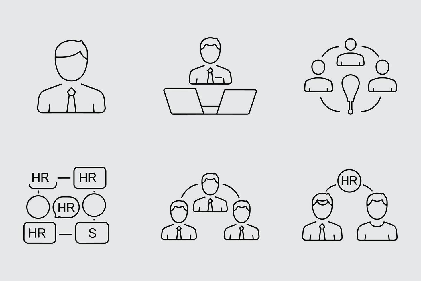 Hr Management Line Icons Set Human Resources And Teamwork Concepts vector