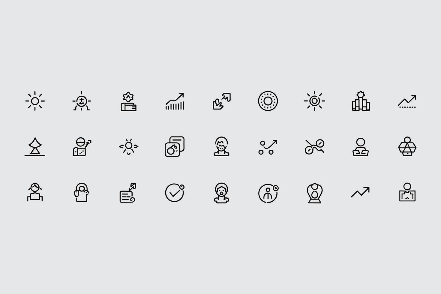 Business And Strategy Linear Icon Set Collection Thin Line Style vector