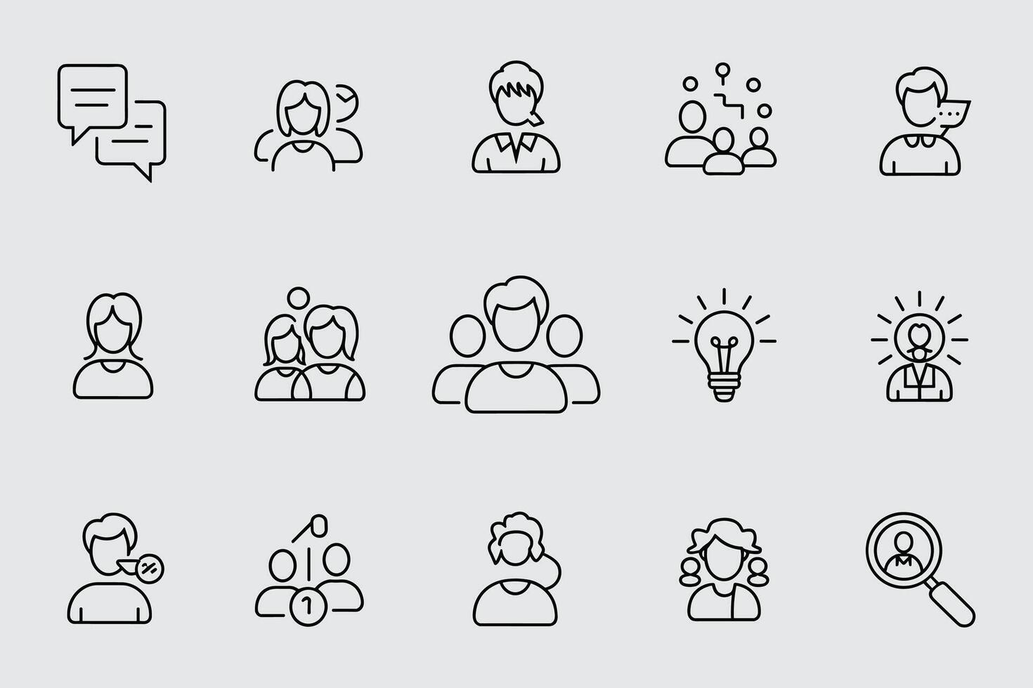 Thin Line Icon Set Featuring Business Teamwork And Communication Skills vector