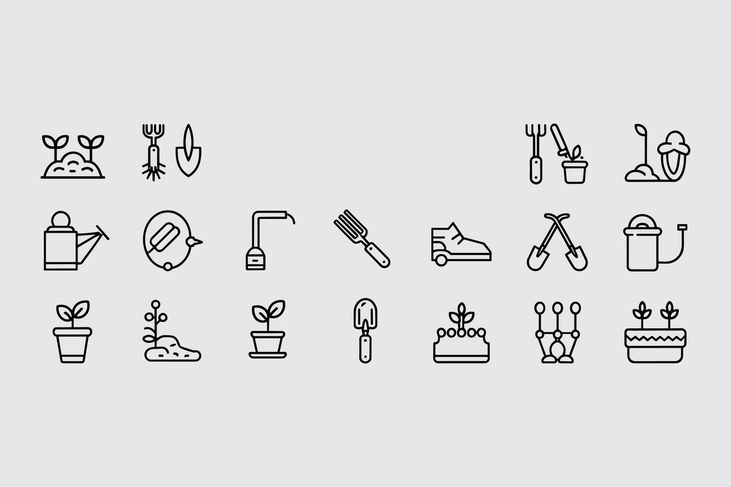 Collection Of Gardening Tools And Plant Icons Representing Horticulture And Botanical Cultivation vector