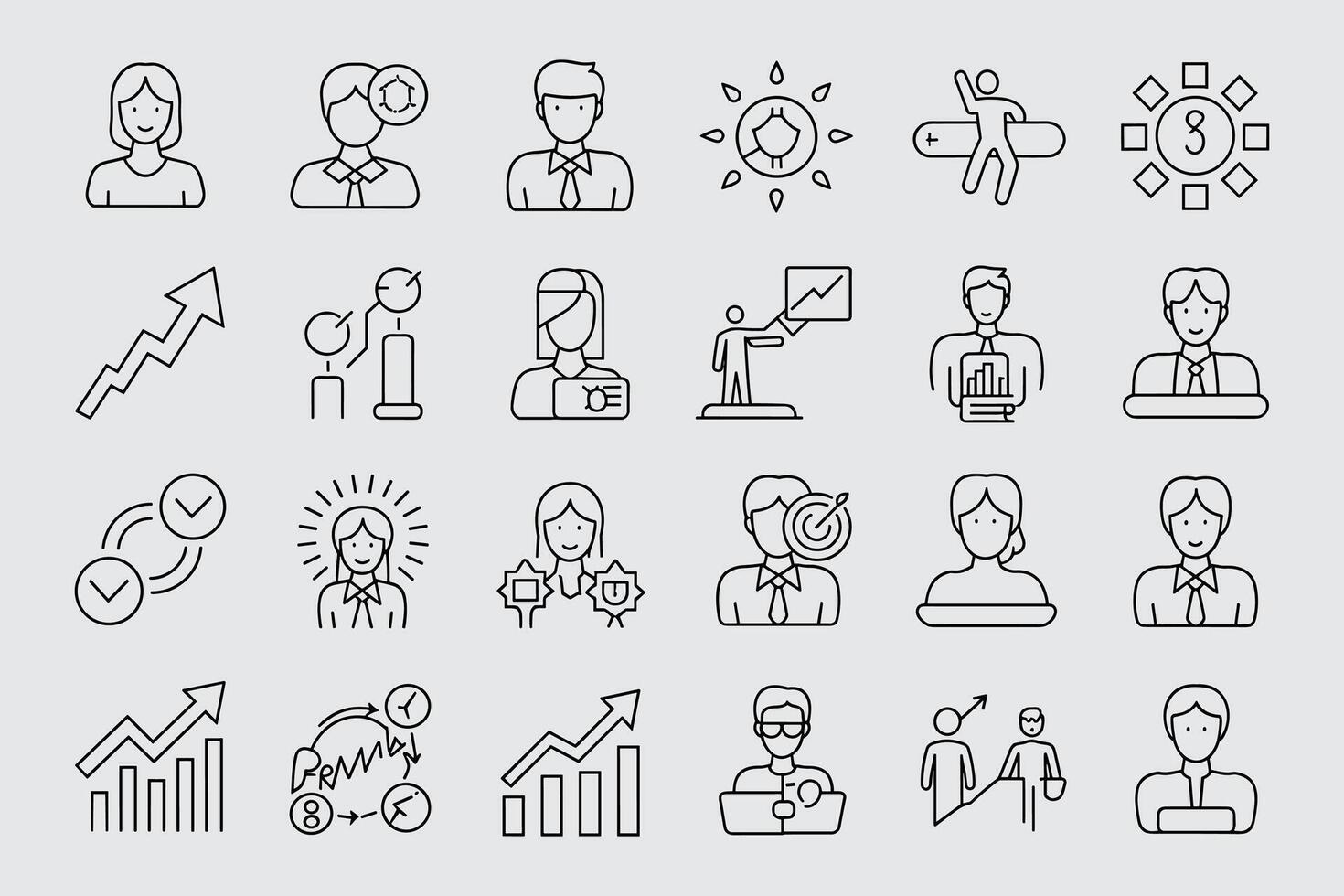 Business People Line Icons Set Outline Symbol Collection Illustration vector