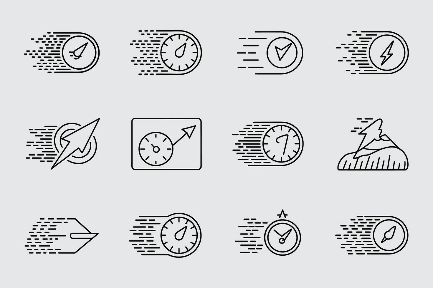 Speed And Performance Icon Set With Time And Fast Symbols vector