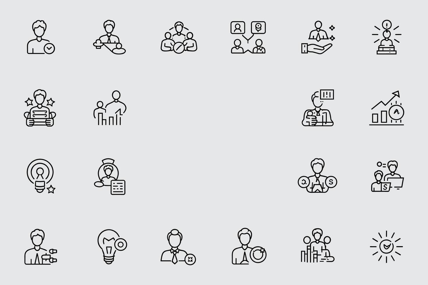 Business Success Outline Icons Pack Representing Leadership And Teamwork Illustration vector