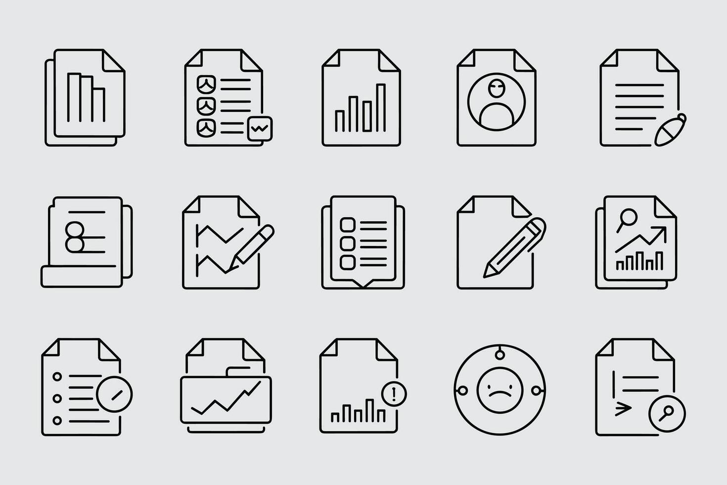 Document Line Icon Set For Business Analytics Reporting And Task Management vector