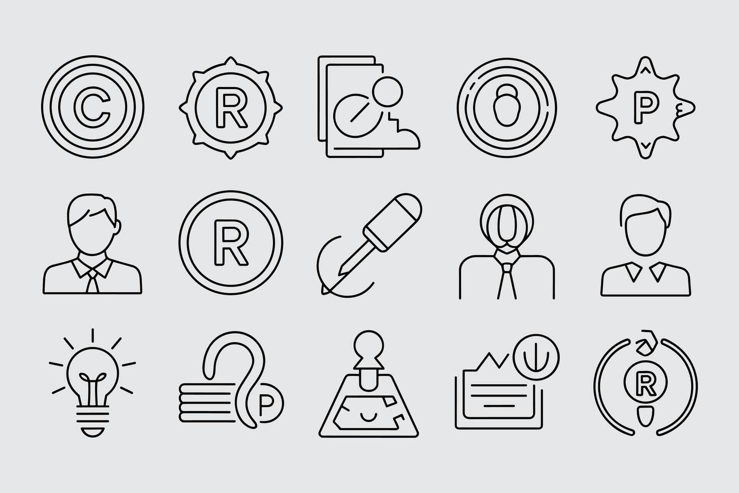 Set Of Thin Line Style Universal Business Icons On White Background vector
