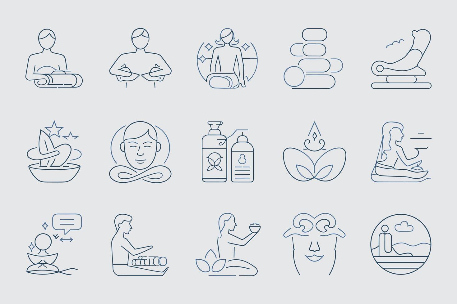 Wellness Spa And Beauty Treatment Icons Collection In Simple Outline Style vector
