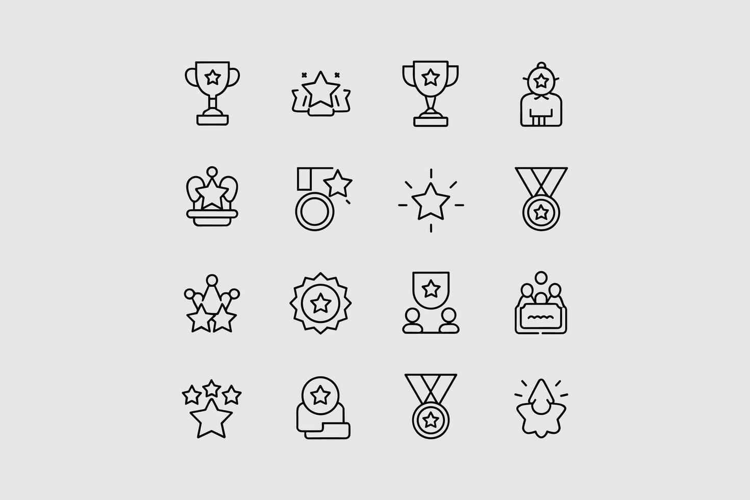 Line Icons Collection Representing Achievement Awards And Recognition Celebration vector