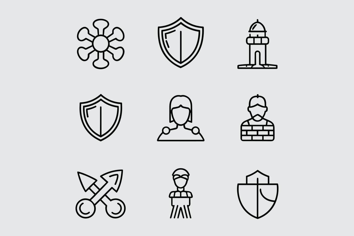 Set Of Abstract Minimalist Icons Representing Security People And Places vector