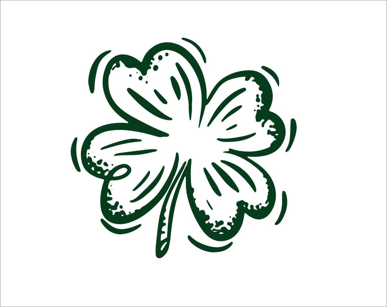 Green Clover set on white, hand drawn illustrations vector