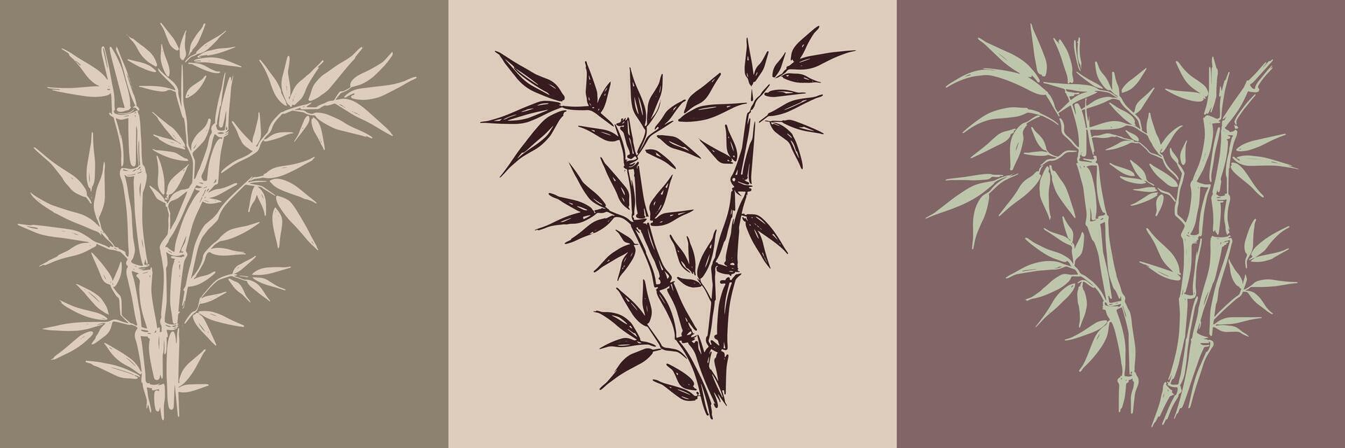 Three Bamboo tree, Hand drawn style. vector