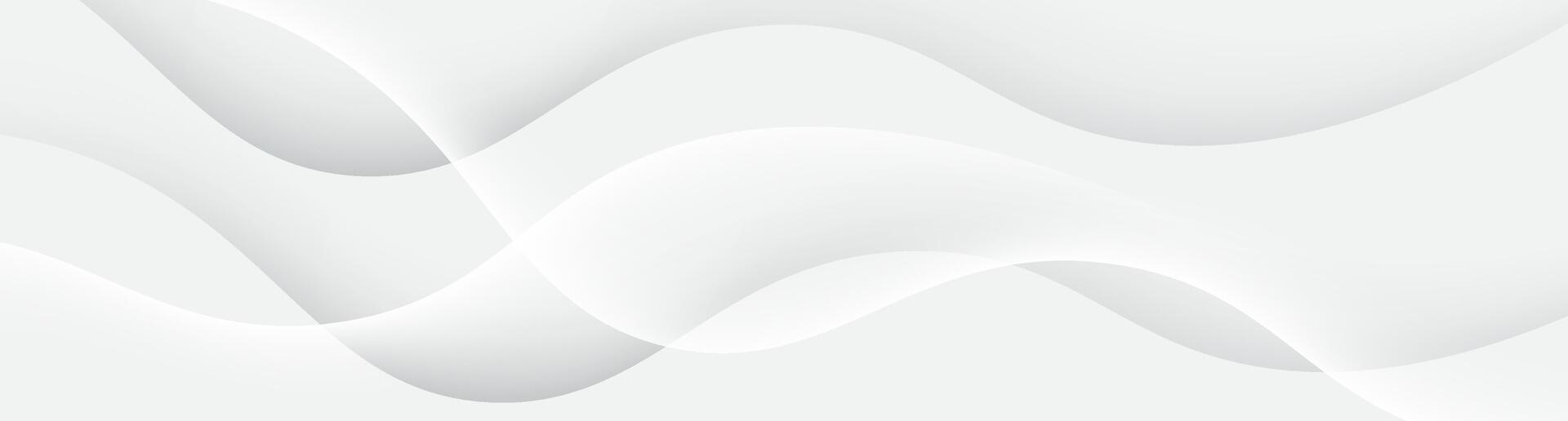 3D white geometric abstract background overlap layer on bright space with waves effect decoration. Modern graphic design element cutout style concept for web banner, art, flyer, card or brochure cover vector