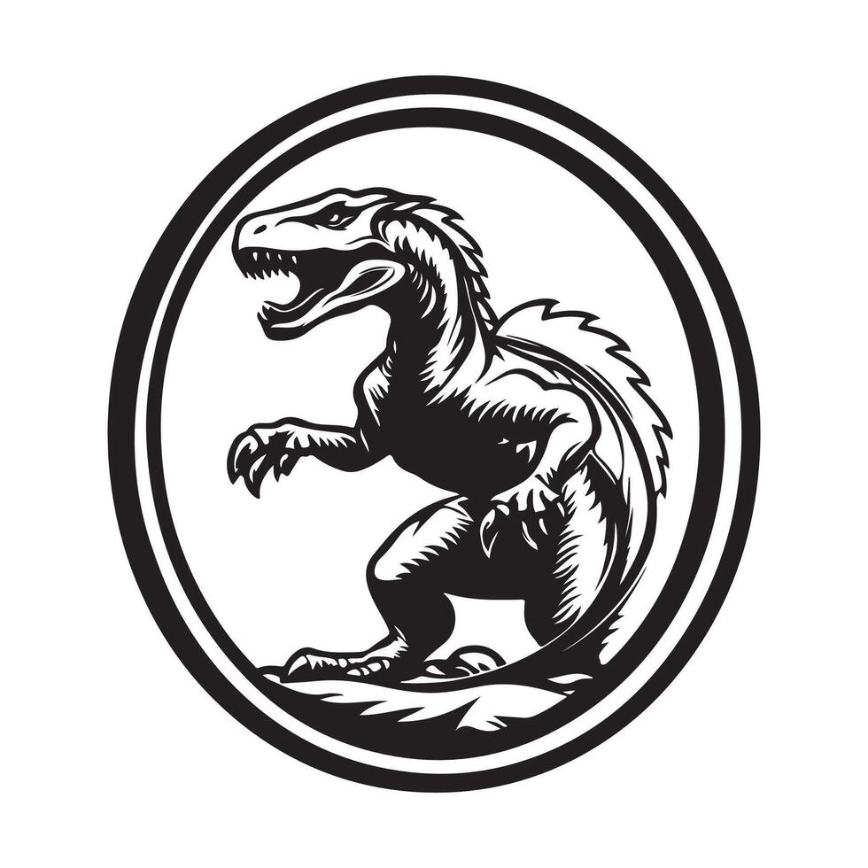 Black and white Albertosaurus Dinosaur Design Illustration image isolated on white background vector