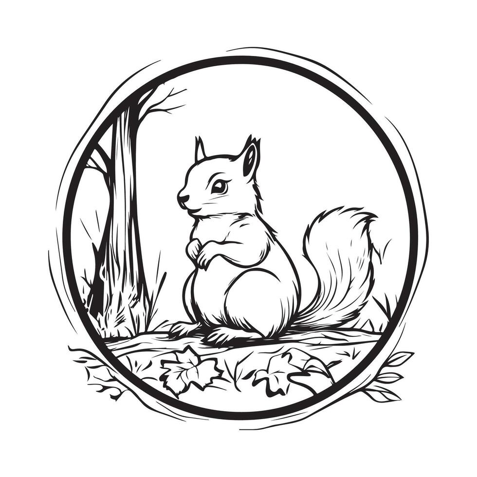 Autumn Squirrel Image. Squirrel Autumn Forest Illustrations on white background vector