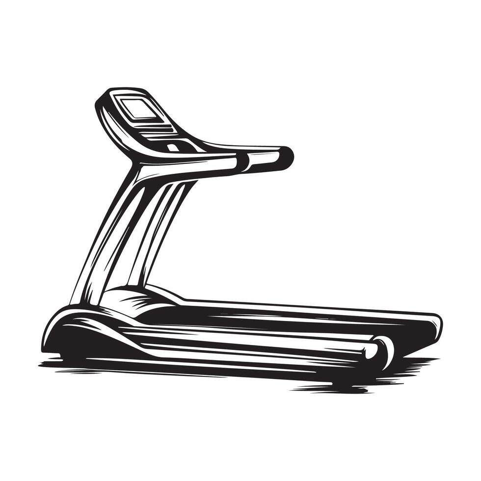 Modern Treadmill Silhouette Art Fitness Design on White Background vector