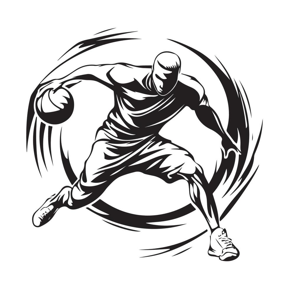Basketball Player Stylized Silhouette Logo Design on white background. vector