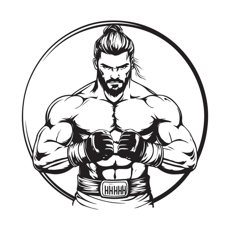 Strong Muscle Man Wrestler image. Wrestling Stock Illustration on white background. vector