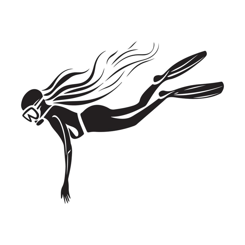 Woman Snorkeling Design Logo Stock Illustrations isolated on white background vector