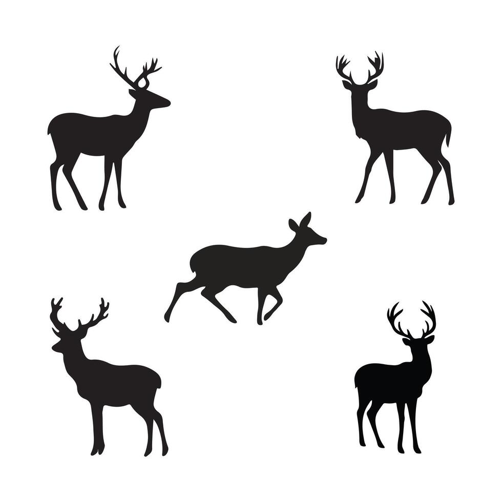 A Collection of Deer Silhouettes vector