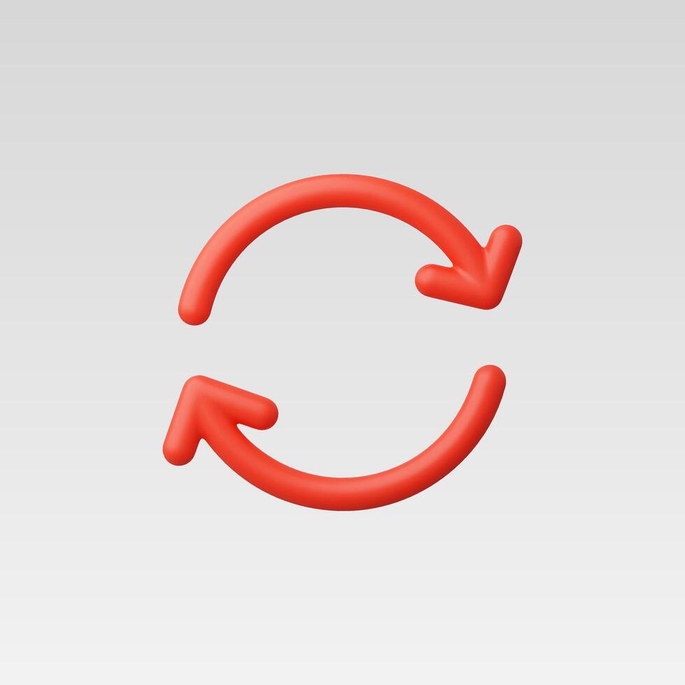 Red circular arrows indicating refresh or exchange in a minimalist style. vector