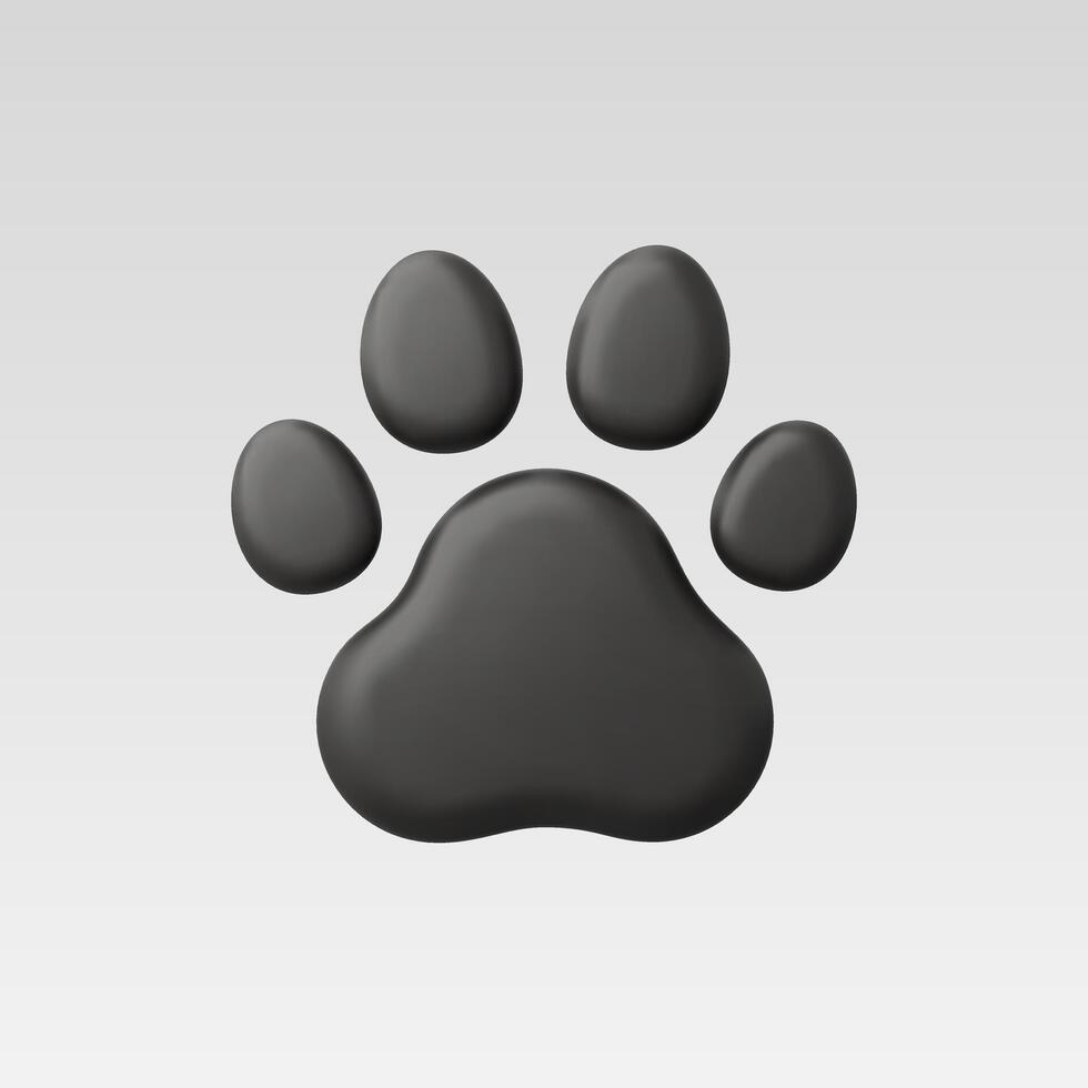 A sleek black paw print graphic on a light gray background. vector