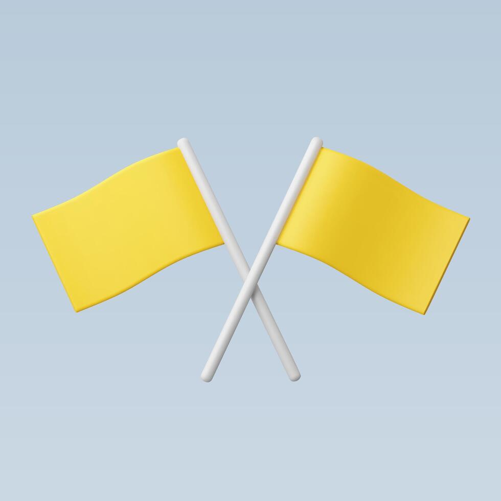 Two yellow flags crossed against a light background. vector