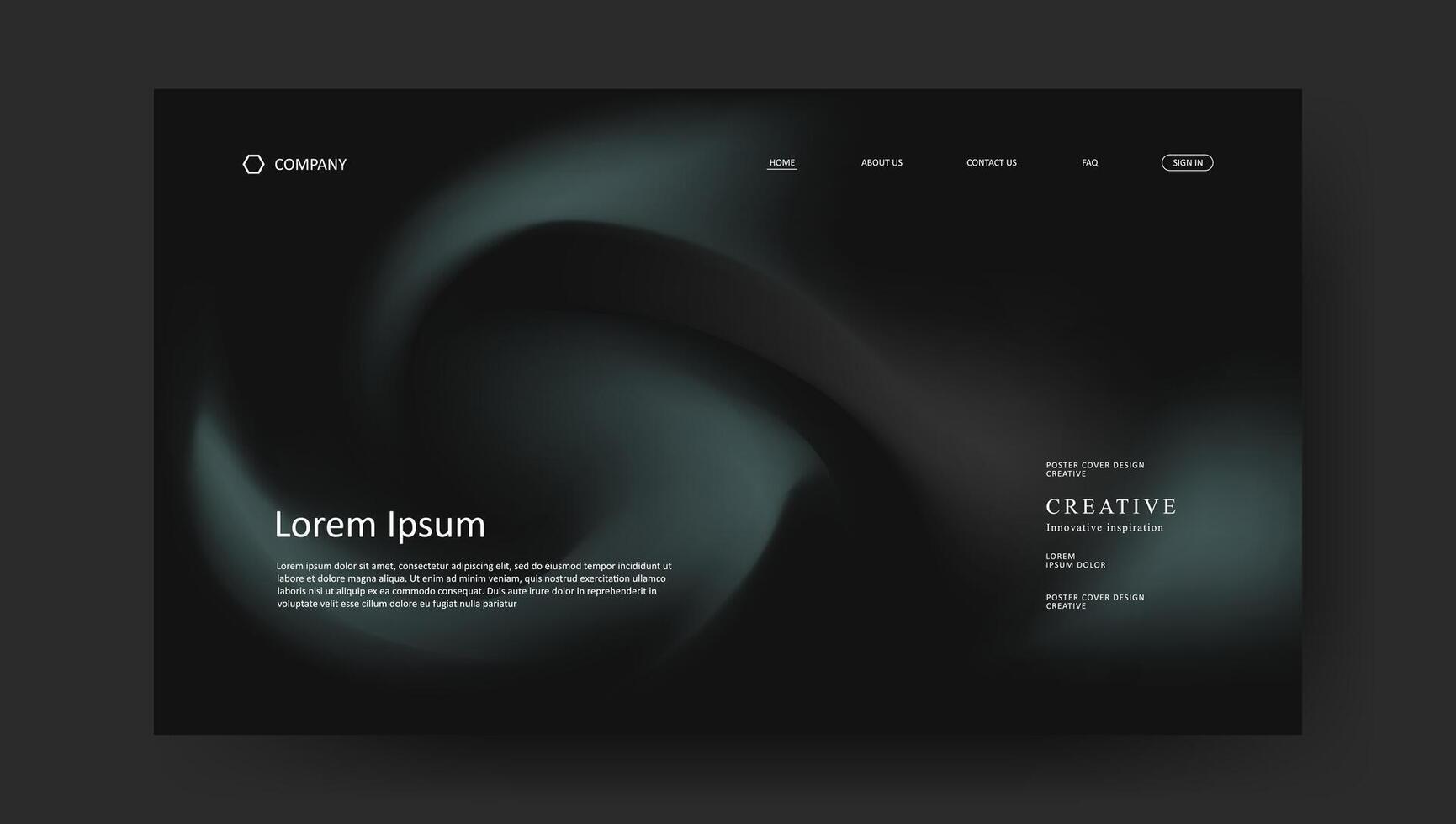 landing web page with abstract wave fluid gradient vector