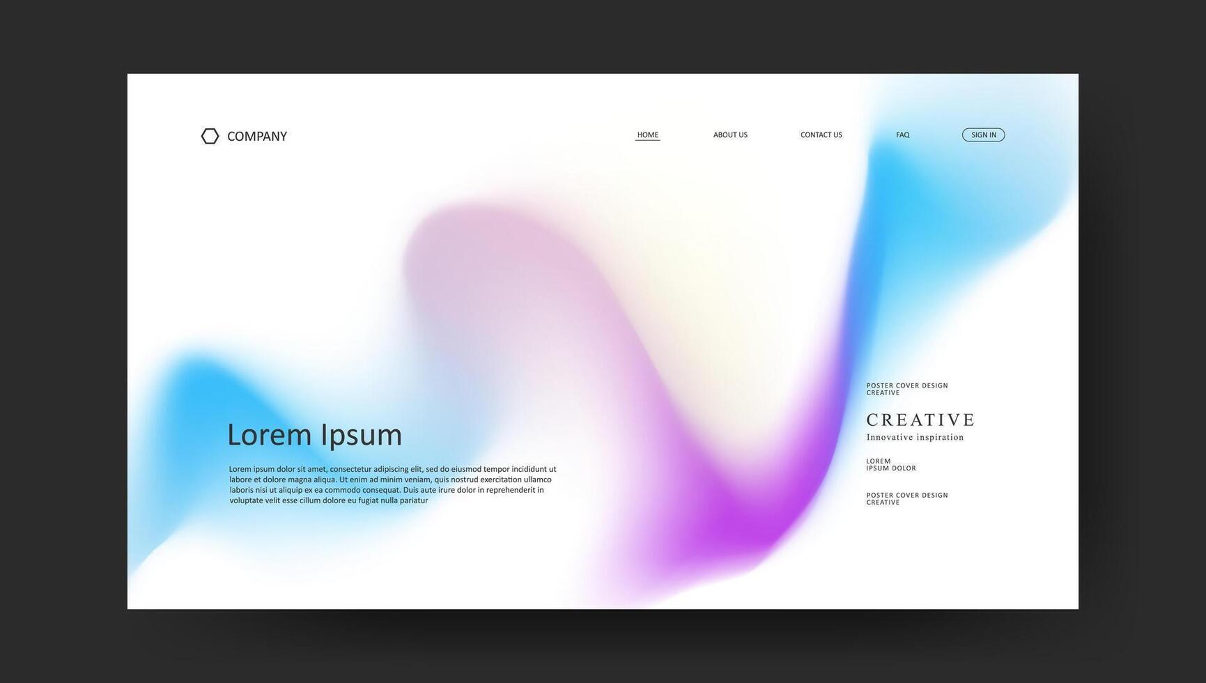 Abstract wave design of landing page. fluid gradient for webpage vector