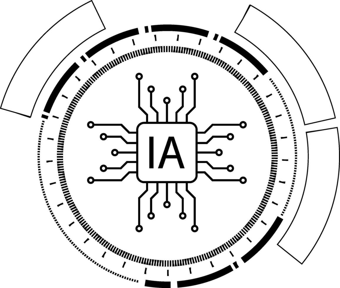 Micro chip processor with artificial intelligence AI. CPU circuit board technology isolated on white background vector