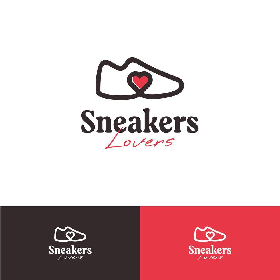 Minimal sneaker logo with heart icon, perfect for fashion, lifestyle, and sneaker enthusiast brand vector